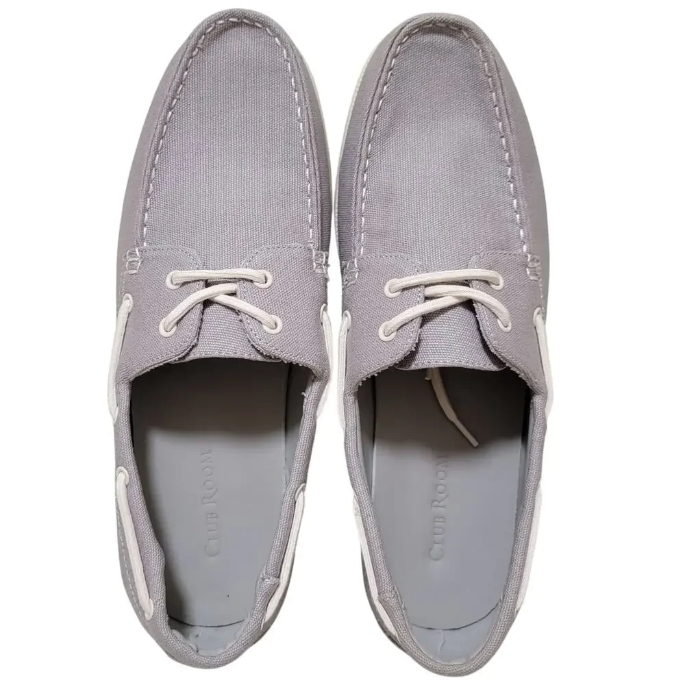 Club Room Men 2-Eye Casual Boat Shoes Elliot Size US 10M Grey Canvas